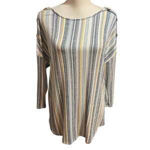 Above And Beyond Womens Striped Tunic 3/4 Sleeve Size 2X Lightweight Office Boho